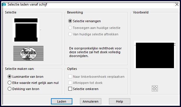 Selecties - Selectie laden/opslaan - Selectie laden vanaf schijf : SELECTION 9 181